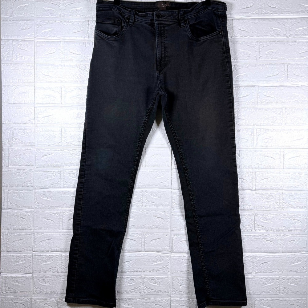 JACHS NEW YORK Slim Fit Jeans Mens 34 Black Stretch Denim Pants